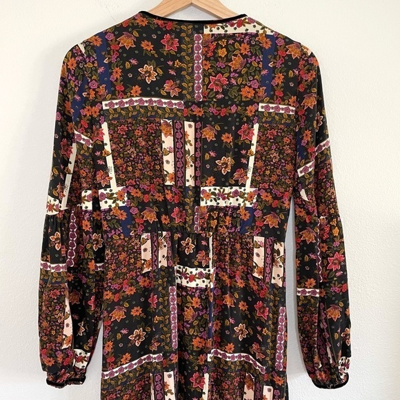 Zara Patchwork Floral Boho Peasant Midi Dress MulticolorXS - Picture 9 of 16